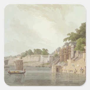 Dusasumade Gaut, at Benares on the River Ganges, f Square Sticker