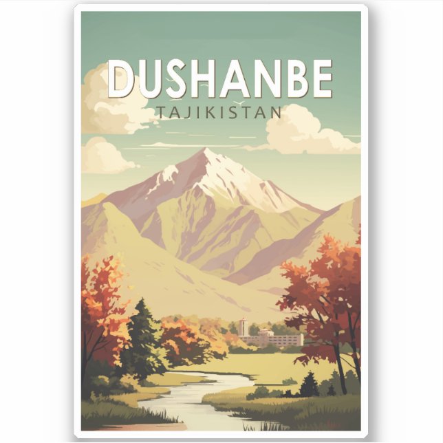 Dushanbe Tajikistan Travel Art Vintage (Front)