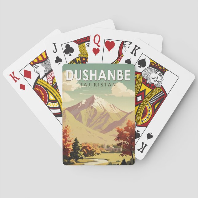 Dushanbe Tajikistan Travel Art Vintage Playing Cards (Back)