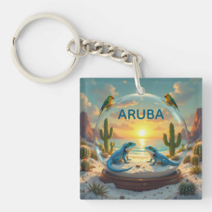 Dushi aruba sunset globe key ring