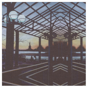 Dusk at Freedom's Birthplace, Ellis Island Fabric
