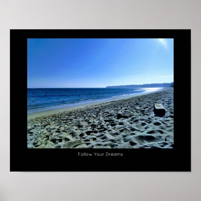 Dusk at Malibu Beach Inspirational Quote Poster (Front)