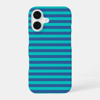 Dusk Blue and Dark Turquoise Stripes iPhone 16 Case