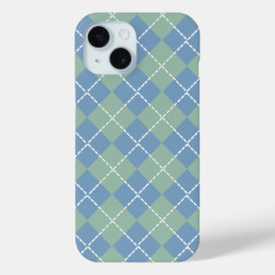 Dusk Blue and Greyed Jade Argyle iPhone 15 Case