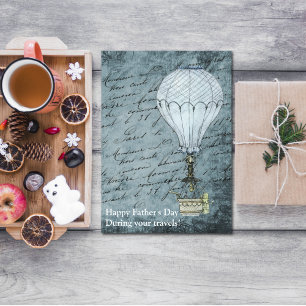 Dusk Blue Hot Air Balloon Steampunk Father's Day Card