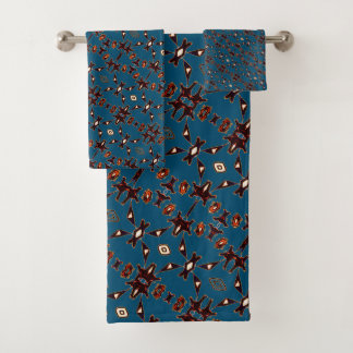 Dusk Blue Native Line Art Towel Set 