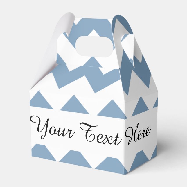 Dusk Blue White Chevron Pattern Favour Box (Front Side)