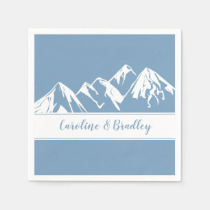 Dusk Blue White Mountain Range Wedding   Napkin