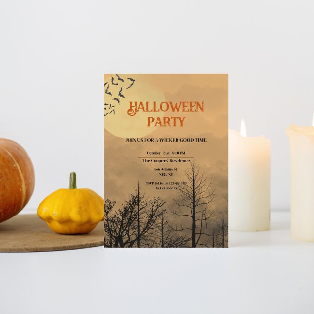 Dusk Dark Woods Full Moon Halloween Party Invitation (Creator Uploaded)