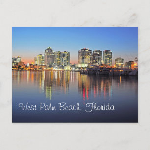 Dusk falls upon West Palm Beach Florida Postcard