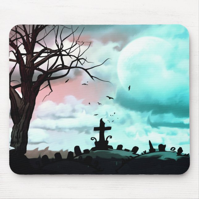 Dusk Full Moon Graveyard Goth  Mousepad (Front)