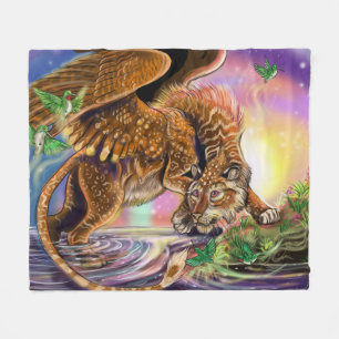 Dusk Hunter Flying Cat Fleece Blanket