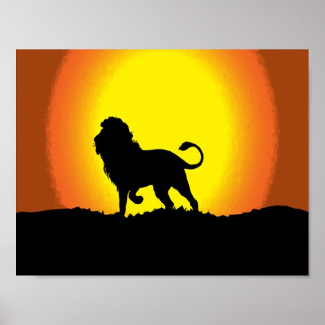 Dusk lion silhouette poster (Front)