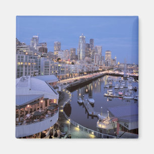 Dusk on Bell Harbour in Seattle, Washington. Magnet