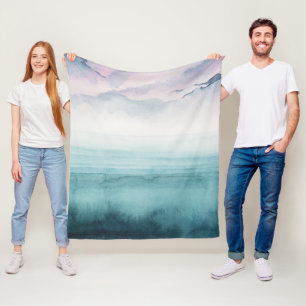 Dusk on the Bay - Watercolor Fleece Blanket