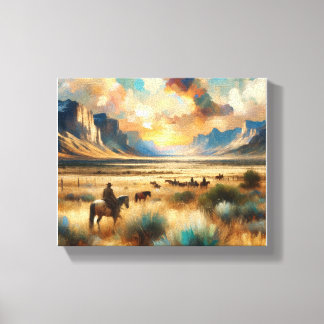 Dusk on the Range: Stretched Canvas Print
