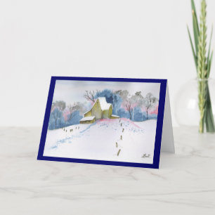 Dusk On Winter Homestead Holiday Card