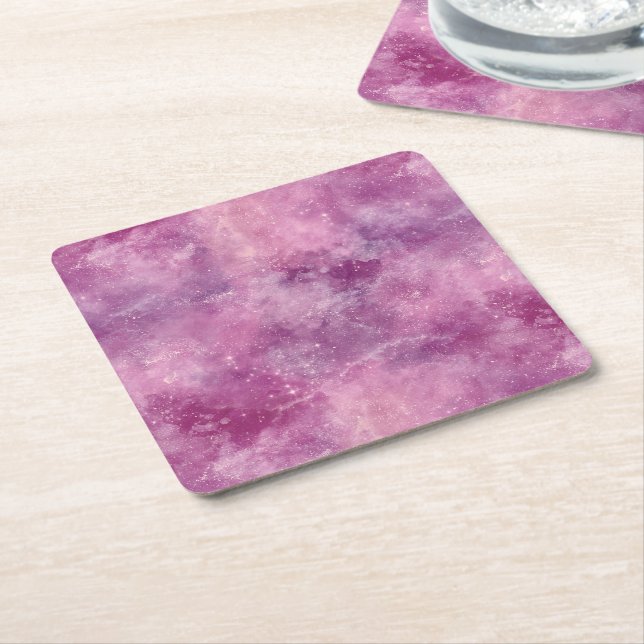 Dusk Rose Galaxy Series Design 2  Square Paper Coaster (Angled)