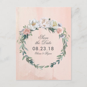 Dusk Watercolor Flower Save the Date Announcement Postcard