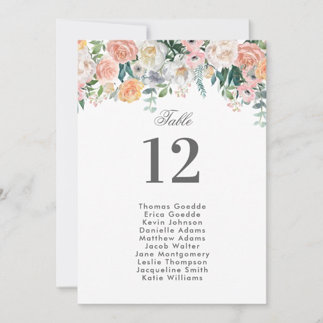 Dusk Watercolor Flower | Seating Chart Invitation (Front)