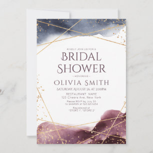 Dusk Watercolor Geometric Modern Bridal Shower Invitation