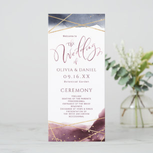 Dusk Watercolor Geometric Modern Wedding Program Menu