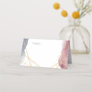 Dusk Watercolor Geometric Wedding Place Card