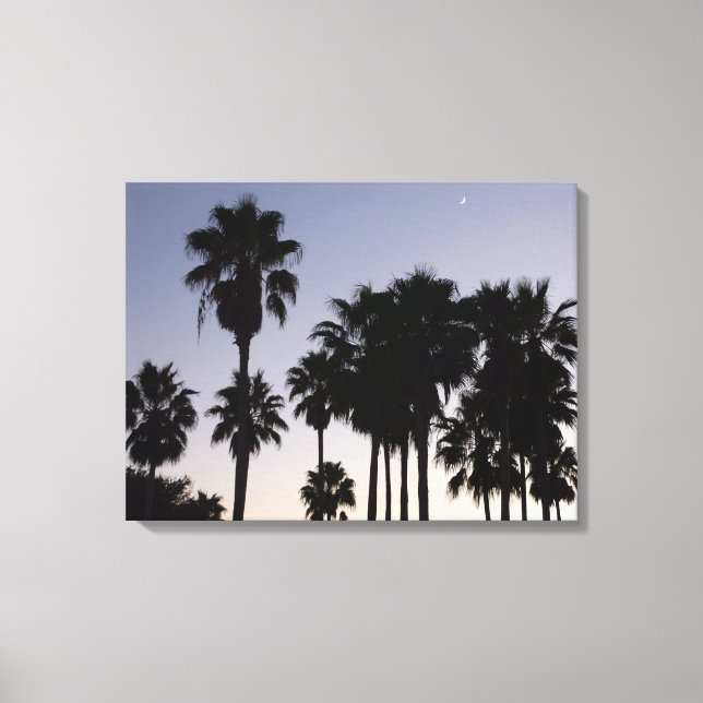 Dusk with Palm Trees Tropical Scene Canvas Print (Front)