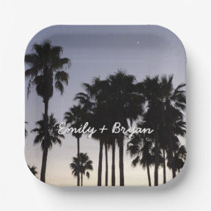 Dusk with Palm Trees Tropical Scene Paper Plate
