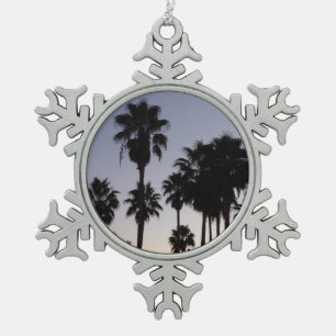 Dusk with Palm Trees Tropical Scene Snowflake Pewter Christmas Ornament