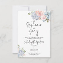 Dusky Blue & Blush Wedding Invitation