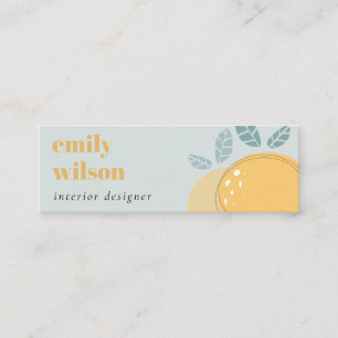 Dusky Blue Cute Lemon Abstract Bold Fruity Citrus Mini Business Card