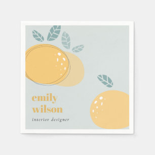 Dusky Blue Cute Orange Abstract Bold Fruity Citrus Napkin
