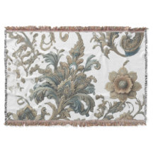 Dusky Blue Floral Brocade Pattern