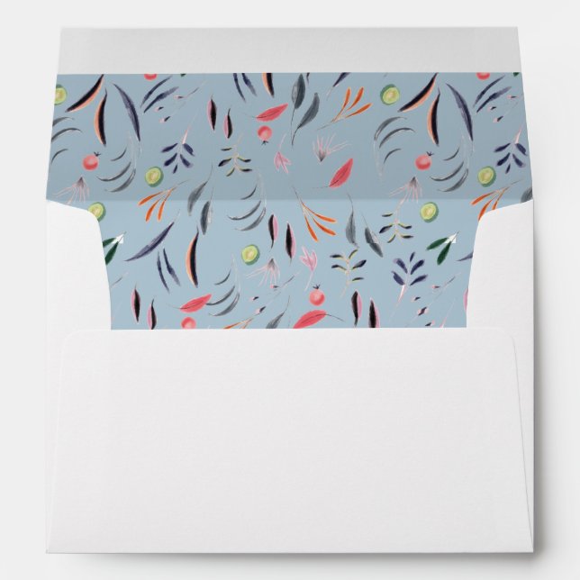 Dusky Blue Floral WEDDING Envelope (Back (Bottom))