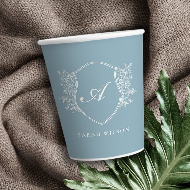 Dusky Blue Grey Custom Promotional Business Logo Paper Cups (Creator Uploaded)
