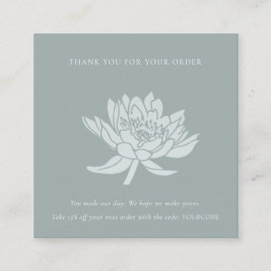 DUSKY BLUE LOTUS FLORA LOGO SHOPPING THANK YOU SQUARE BUSINESS CARD
