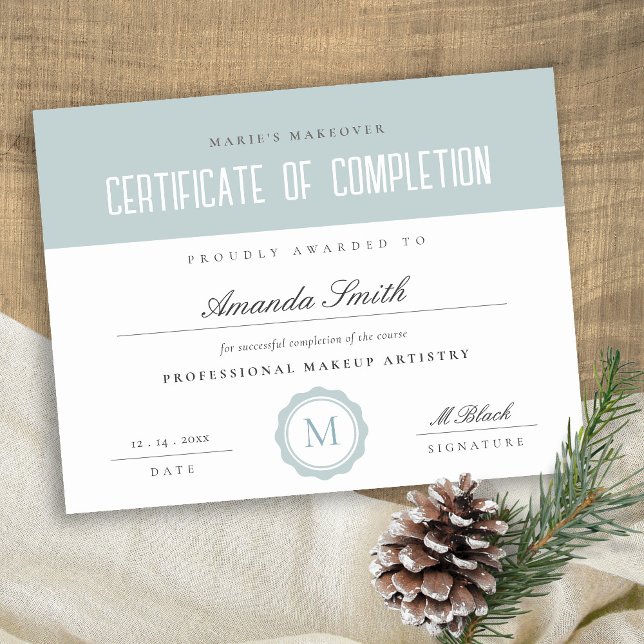 Dusky Blue Minimal Certificate of Completion Award (Creator Uploaded)