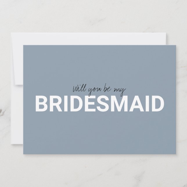 Dusky blue minimalist will you be my bridesmaid (Front)