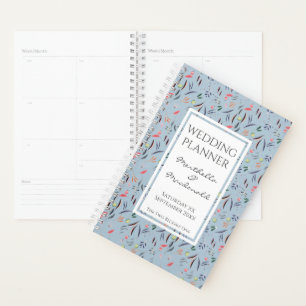 Dusky Blue Personalised Floral WEDDING Planner