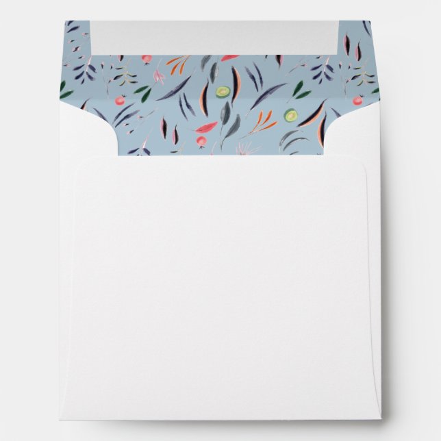 Dusky Blue Personalised | Floral | WEDDING Square Envelope (Back (Bottom))