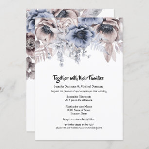 Dusky blue pink woodland rose anemone chic invitation