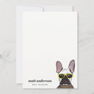 Dusky Blue Retro Blue French Bulldog Dog Trainer Card