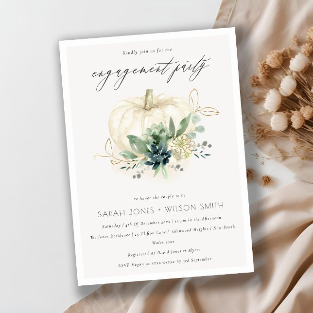 Dusky Blue Succulent Pumpkin Engagement Invite (Creator Uploaded)