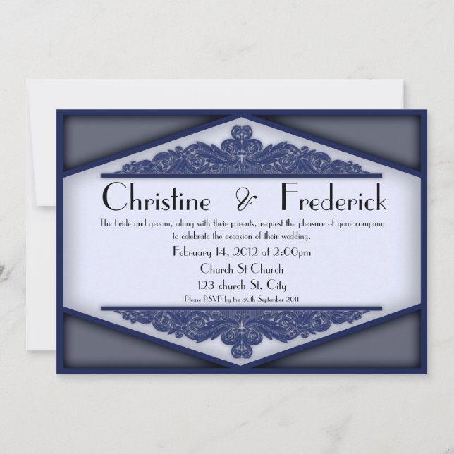 Dusky Blue Vintage, 5"x7" invitation. Invitation (Front)