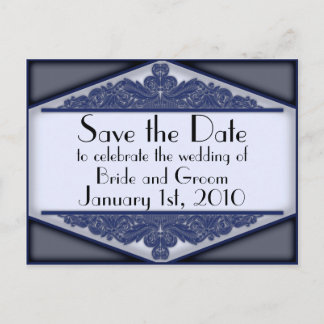 Dusky Blue Vintage, save the date postcard