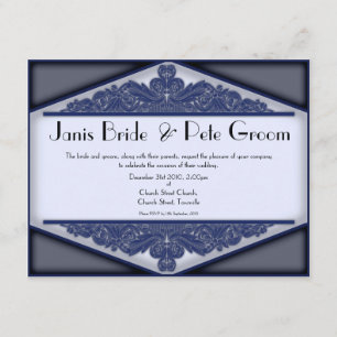 Dusky Blue Vintage, wedding invitation