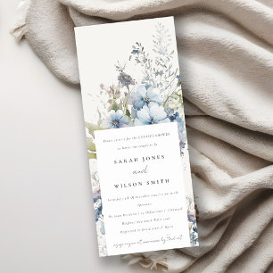 Dusky Blue Watercolor Cottage Flora Couples Shower Invitation