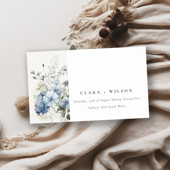 Dusky Blue Watercolor Floral Wedding Website Enclosure Card (Creator Uploaded)