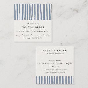 Dusky Blue Watercolor Strips Thank You For Order Square Business Card